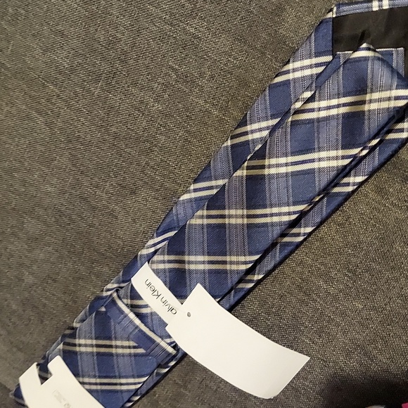 Calvin Klein Men's Seasonal Check Tie - Navy Multi - Picture 3 of 3